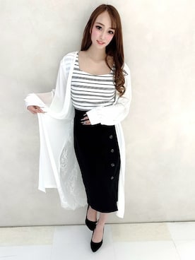「ロングカーディガン」｜Delyle NOIR STAFFさん（レディース・160cm）の春コーディネート