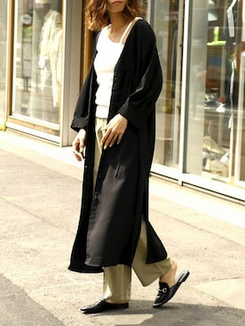 「アイテム（シャツワンピース、ブラック系）」を使った、Delyle NOIR STAFFさん（レディース・160cm）の春コーディネート