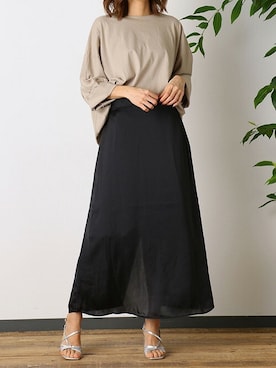 「アイテム（チュニック、ベージュ系）」を使った、Delyle NOIR STAFFさん（レディース・160cm）の夏コーディネート