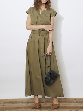 「アイテム（ワンピース/ドレス、グリーン系）」を使った、Delyle NOIR STAFFさん（レディース・160cm）の夏コーディネート