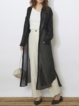 「アイテム（シャツワンピース、ブラック系）」を使った、Delyle NOIR STAFFさん（レディース・160cm）の夏コーディネート