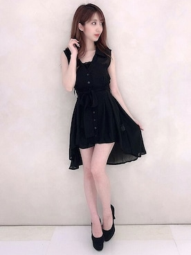 「アイテム（シャツワンピース、ブラック系）」を使った、Delyle NOIR STAFFさん（レディース・160cm）の夏コーディネート