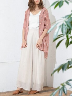「ビッグシャツ」｜「アイテム（キャミソール）」を使った、Delyle NOIR STAFFさん（レディース・160cm）の夏コーディネート