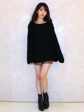 「黒ニット」｜Delyle NOIR STAFFさん（レディース・160cm）の秋コーディネート