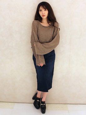 「膝丈スカート」｜Delyle NOIR STAFFさん（レディース・160cm）の秋コーディネート
