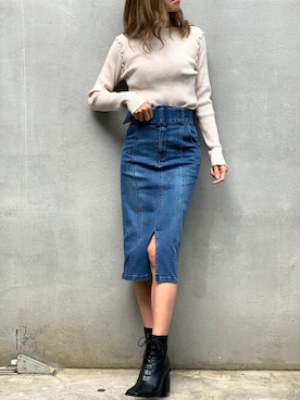 「メロートップス」｜「アイテム（ブーツ）」を使った、Delyle NOIR STAFFさん（レディース・160cm）の秋コーディネート