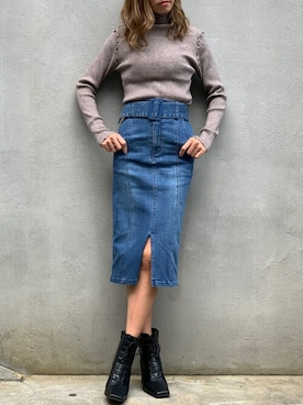 「メロートップス」｜「アイテム（ブーツ）」を使った、Delyle NOIR STAFFさん（レディース・160cm）の秋コーディネート