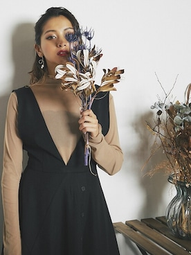 「アイテム（ジャンパースカート）」を使った、Delyle NOIR STAFFさん（レディース・160cm）の秋コーディネート