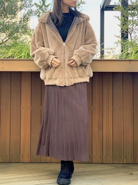 「公園コーデ」｜「アイテム（MA-1）」を使った、Delyle NOIR STAFFさん（レディース・160cm）の秋コーディネート