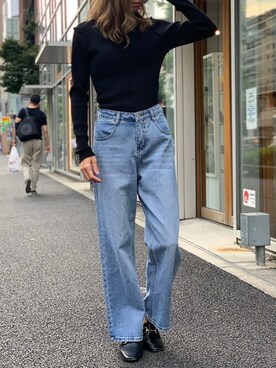 「メロートップス」｜「アイテム（ローファー）」を使った、Delyle NOIR STAFFさん（レディース・160cm）の冬コーディネート