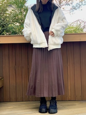 「フーディー」｜「アイテム（MA-1）」を使った、Delyle NOIR STAFFさん（レディース・160cm）の秋コーディネート