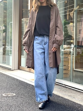 「リラックスコーデ」｜「アイテム（シャツワンピース）」を使った、Delyle NOIR STAFFさん（レディース・160cm）の冬コーディネート