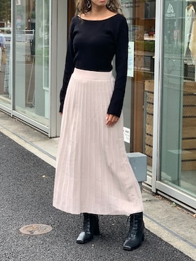 「黒ニット」｜Delyle NOIR STAFFさん（レディース・160cm）の冬コーディネート