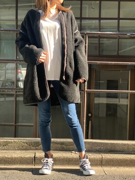 「公園コーデ」｜「アイテム（モッズコート）」を使った、Delyle NOIR STAFFさん（レディース・160cm）の秋コーディネート