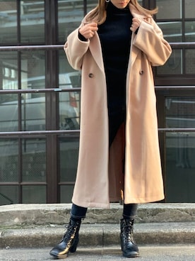 「オーバーコート」｜Delyle NOIR STAFFさん（レディース・160cm）の冬コーディネート