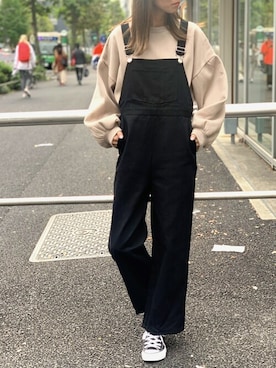「DELYLE（デイライル）のアイテム（サロペット/オーバーオール）」を使った、Delyle NOIR STAFFさん（レディース・160cm）の冬コーディネート