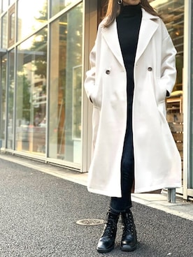 「オーバーコート」｜「アイテム（チェスターコート）」を使った、Delyle NOIR STAFFさん（レディース・160cm）の冬コーディネート