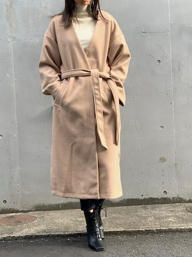 「オーバーコート」｜「アイテム（チェスターコート）」を使った、Delyle NOIR STAFFさん（レディース・160cm）の冬コーディネート