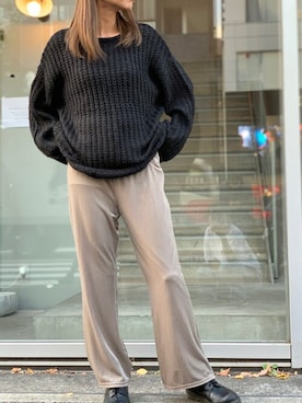 「黒ニット」｜Delyle NOIR STAFFさん（レディース・160cm）の冬コーディネート