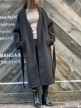 「オーバーコート」｜「アイテム（チェスターコート）」を使った、Delyle NOIR STAFFさん（レディース・160cm）の冬コーディネート