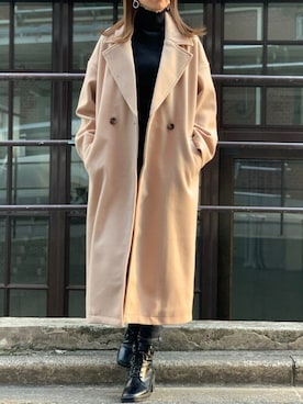 「オーバーコート」｜「アイテム（チェスターコート）」を使った、Delyle NOIR STAFFさん（レディース・160cm）の冬コーディネート