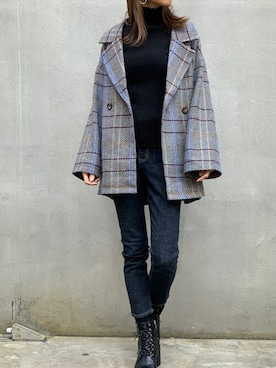 「オーバーコート」｜「アイテム（ブーツ）」を使った、Delyle NOIR STAFFさん（レディース・160cm）の冬コーディネート