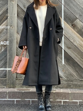 「オーバーコート」｜「アイテム（チェスターコート）」を使った、Delyle NOIR STAFFさん（レディース・160cm）の冬コーディネート