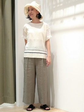 「フレンチカジュアル」｜「アイテム（帽子）」を使った、harukaさん（レディース・156cm）の夏コーディネート