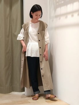 「human woman（ヒューマンウーマン）のアイテム（デニムパンツ）」を使った、harukaさん（レディース・156cm）の夏コーディネート