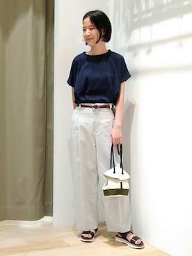 「アイテム（ハンドバッグ、グリーン系）」を使った、harukaさん（レディース・156cm）の夏コーディネート