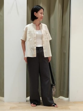 「アイテム（トートバッグ、シルバー系）」を使った、harukaさん（レディース・156cm）の夏コーディネート