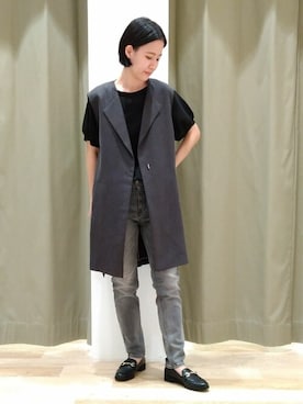 「human woman（ヒューマンウーマン）の≪arrive 5e≫デニムパンツ（デニムパンツ）」を使った、harukaさん（レディース・156cm）の秋コーディネート