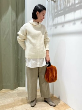 「human woman（ヒューマンウーマン）の◆オリジナルショートブーツ（ブーツ）」を使った、harukaさん（レディース・156cm）の秋コーディネート