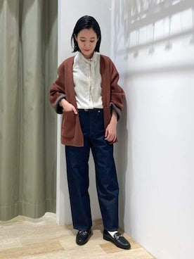 「アイテム（ノーカラーコート）」を使った、harukaさん（レディース・156cm）の冬コーディネート