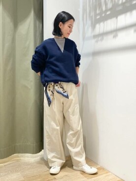 「human woman（ヒューマンウーマン）の≪NATIC≫大判バンダナ（ストール/ショール）」を使った、harukaさん（レディース・156cm）の冬コーディネート