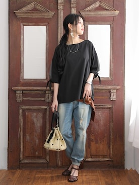 「n'OrLABEL（ノアールレーベル）のアイテム（シャツ/ブラウス）」を使った、osharewalker staffさん（レディース・158cm）の夏コーディネート