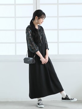 「秋トレンド2021」｜「アイテム（ワンピース/ドレス）」を使った、osharewalker staffさん（レディース・158cm）の夏コーディネート