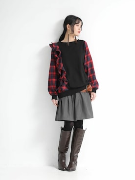 「osharewalker」｜「アイテム（スウェット）」を使った、osharewalker staffさん（レディース・158cm）の秋コーディネート