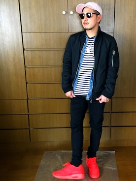 「エムエーワン」｜「アイテム（ブルゾン）」を使った、*atsushi*さん（メンズ・163cm）の冬コーディネート