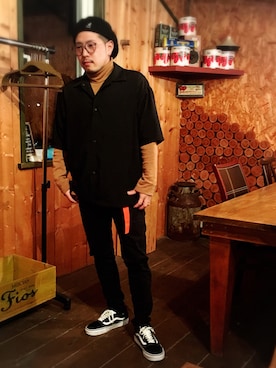「アイテム（ハンチング/ベレー帽）」を使った、*atsushi*さん（メンズ・163cm・20代）の冬コーディネート