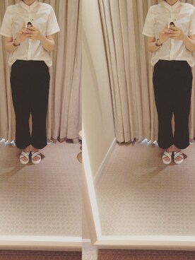 「BLACK BY MOUSSY（ブラックバイマウジー）のアイテム（デニムパンツ、ブルー系）」を使った、あやこさん（レディース・167cm）の夏コーディネート