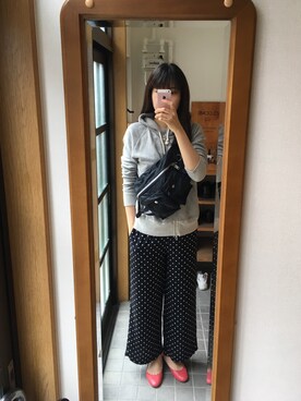 「PORTER（ポーター）のアイテム（ボディバッグ/ウエストポーチ、ブラック系）」を使った、あやこさん（レディース・167cm）の夏コーディネート