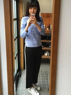 「SLOBE IENA（スローブイエナ）のアイテム（Tシャツ/カットソー、ブルー系）」を使った、あやこさん（レディース・167cm）の夏コーディネート