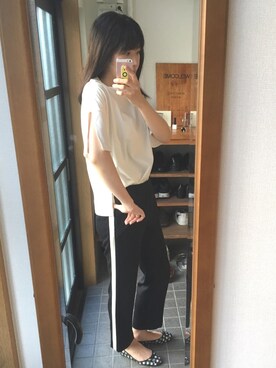 「COELのアイテム（Tシャツ/カットソー、ホワイト系）」を使った、あやこさん（レディース・167cm）の夏コーディネート