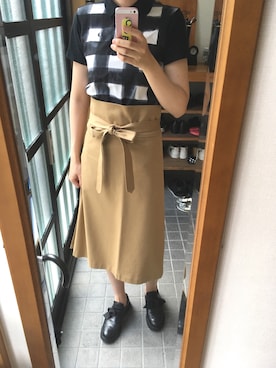 「FRED PERRY（フレッドペリー）のアイテム（ポロシャツ、ブラック系）」を使った、あやこさん（レディース・167cm）の夏コーディネート
