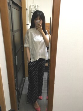 「UNIQLO（ユニクロ）のアイテム（シャツ/ブラウス、ホワイト系）」を使った、あやこさん（レディース・167cm）の夏コーディネート