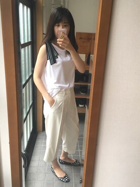「UNITED ARROWS（ユナイテッドアローズ）のアイテム（トップス、ホワイト系）」を使った、あやこさん（レディース・167cm）の夏コーディネート