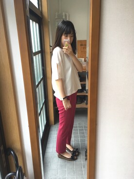 「COELのアイテム（Tシャツ/カットソー、ホワイト系）」を使った、あやこさん（レディース・167cm）の夏コーディネート