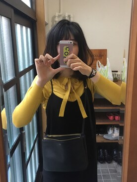 「COELのアイテム（ニット/セーター、イエロー系）」を使った、あやこさん（レディース・167cm）の秋コーディネート