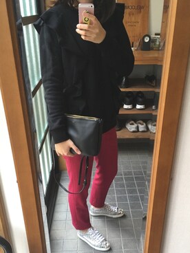 「COELのアイテム（スウェット、ブラック系）」を使った、あやこさん（レディース・167cm）の秋コーディネート